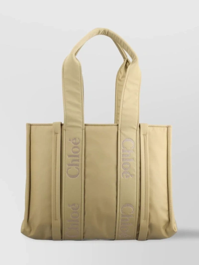 Chloé Versatile Medium Woody Tote Bag In Cream