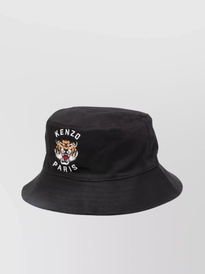 Kenzo "tiger Varsity" Wide Brim Hat In Black