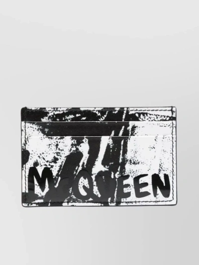 Alexander Mcqueen Textured Bifold Calfskin Card Holder In White
