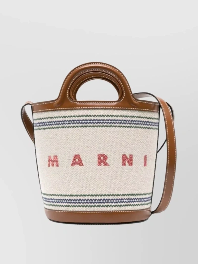 Marni Exotic Mini Tote Bag In Cream