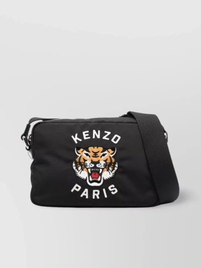 Kenzo Tiger-head-motif Shoulder Bag In Black