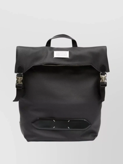 Maison Margiela Logo Plaque Top Handle Backpack In Black