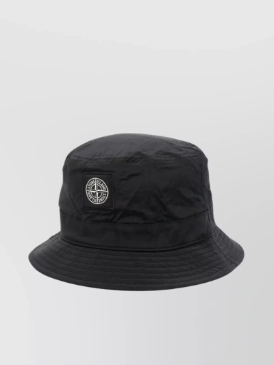 Stone Island Brim Stitched Emblem Sun Hat In Black