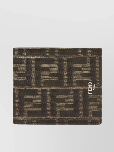 Fendi Ff Jacquard Bi-fold Wallet Accessories In Black