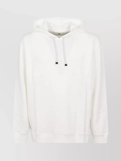 Brunello Cucinelli Jersey-texture Cotton Blend Hoodie In White