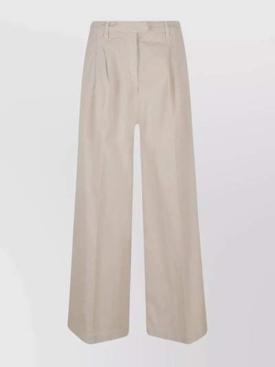 Pinko High-waisted Cotton Trousers In Cream