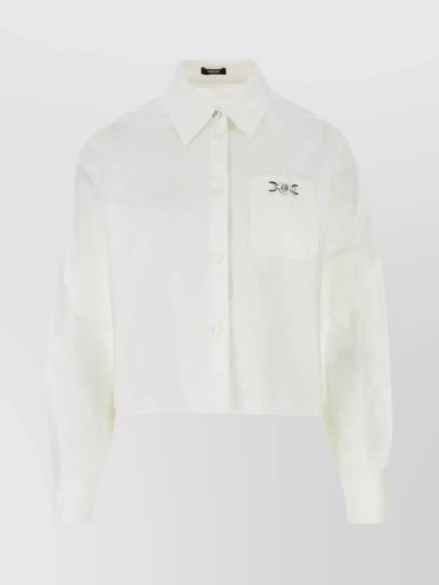 Versace Textured Shirt With Cropped Length And Chest Pocket