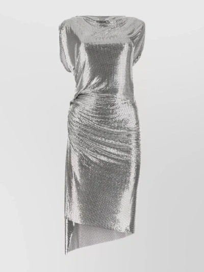 Paco Rabanne Draped Mesh Dress Clothing In Grey