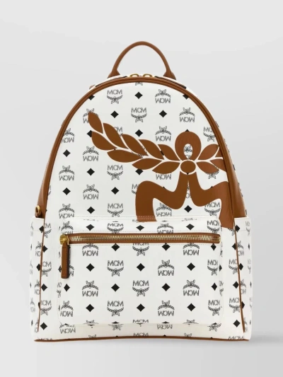 Mcm Adjustable Straps Canvas Stark Backpack In Brown