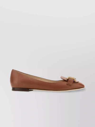 Tod's Ballerina Leather Flat In Brown