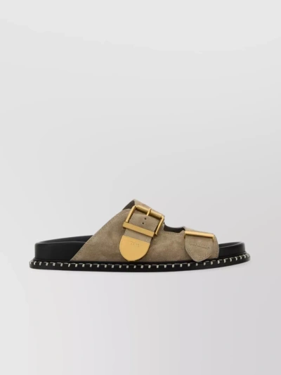 Chloé Rebecca Suede Slides In Brown