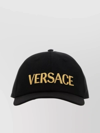 Versace Baseball Cap In Black/gold