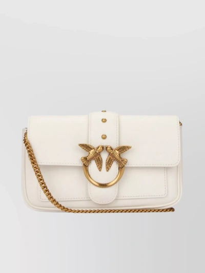 Pinko Love One Classic Leather Crossbody Bag In Crema