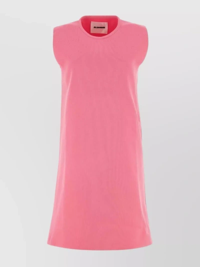 Jil Sander Crewneck Sleeveless Shift Dress In Pink