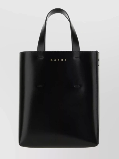 Marni Museo Compact Leather Tote In Black