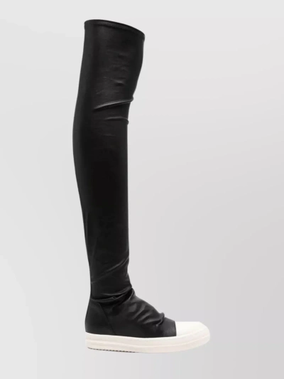 Rick Owens Oblique Runner Stretch-leather Over-the-knee Boots In Black