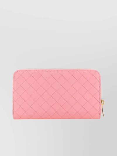 Bottega Veneta Leather Zip-around Wallet In Pink