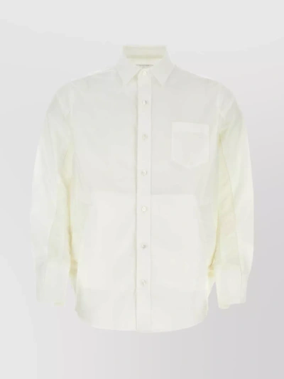 Sacai Buttoned Long-sleeved Poplin Shirt In White