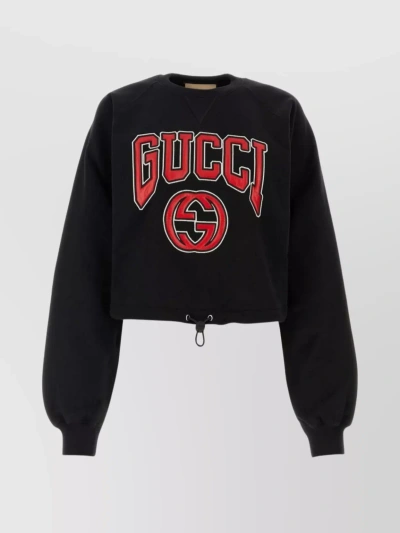 Gucci Logo-embroidered Cotton Sweatshirt In Black/mix