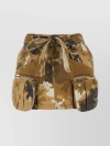 Blumarine Belted Denim Mini Cargo Skirt In Brown