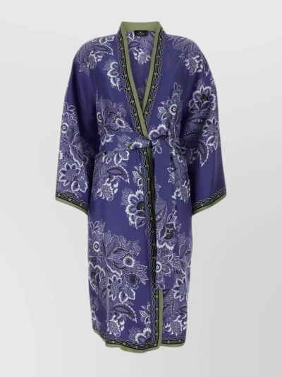 Etro Kesa Floral-print Silk Dressing Gown In Blue