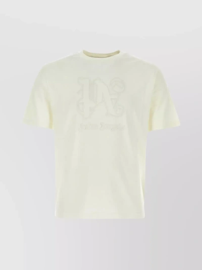 Palm Angels Monogram-embroidered Cotton T-shirt In White