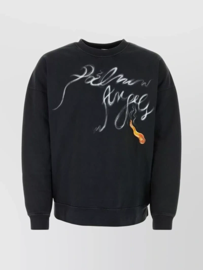 Palm Angels Foggy Pa Cotton Sweatshirt In Black