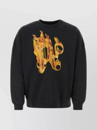 Palm Angels Burning Pa-print Sweatshirt In Black