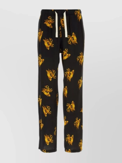 Palm Angels Burning Logo-print Straight-leg Trousers In Black