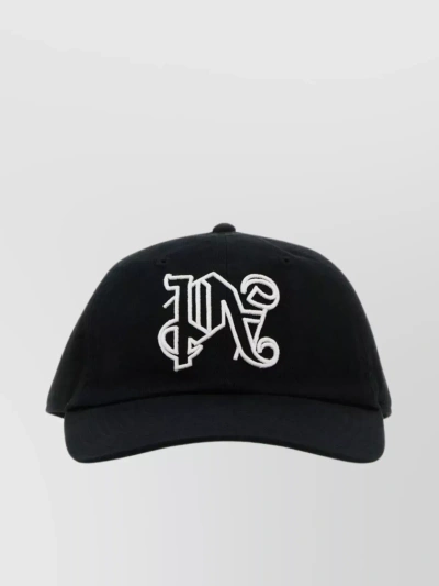 Palm Angels Monogram Cotton-canvas Baseball Cap In Black