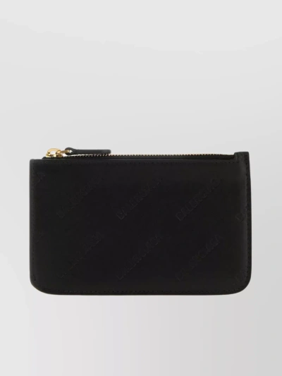 Balenciaga Black Logo-debossed Leather Card Holder