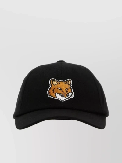 Maison Kitsuné Curved Visor Cotton Baseball Cap With Fox Head Patch