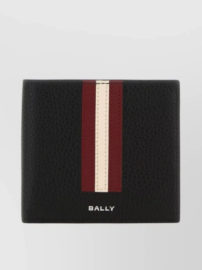 Bally Textured Leather Bifold Wallet With Tricolor Band
