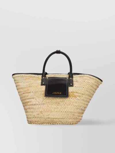 Jacquemus Le Petit Panier Soli Interwoven Tote Bag In Black