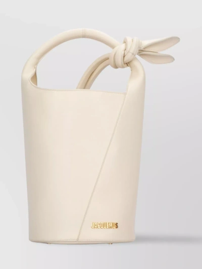 Jacquemus Mini Knotted Bucket Bag In White