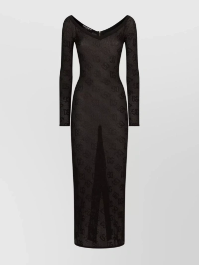 Dolce & Gabbana Jacquard Logo Sheath Dress In Black