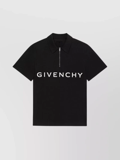 Givenchy Logo Printed Collared Polo Shirt In Black