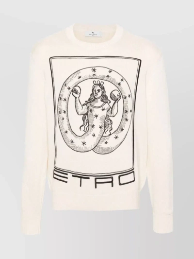 Etro Logo Cotton Knit Sweater In Beis