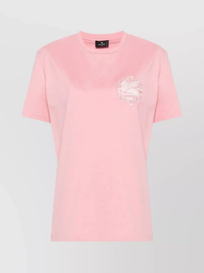 Etro Logo Embroidery T-shirt In Colour Carne Y Neutral