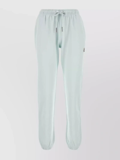 Moncler Woman Pantalone Jogger Logo In Blue