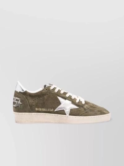 Golden Goose Ball Star Trainers In Olive Green Suede