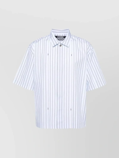 Jacquemus Striped Cotton Bowling Shirt In Blue