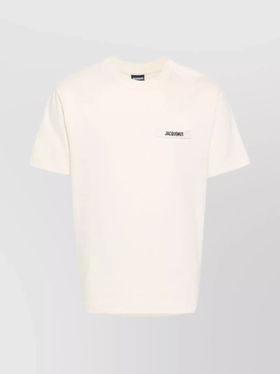 Jacquemus Le Gros Grain Embroidered-logo T-shirt In Beige