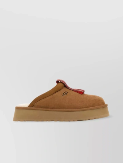 Ugg Platform Sole Suede Tazzle Slippers In Brown