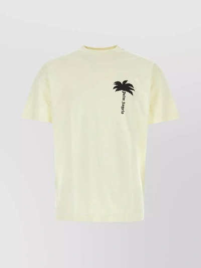 Palm Angels Pam Tree-print Cotton T-shirt In Off White,black