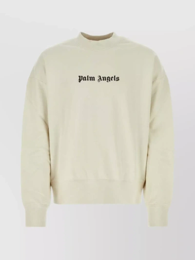Palm Angels Logo-print Jersey Sweatshirt In Beige