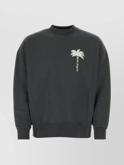 Palm Angels The Palm Cotton Sweatshirt In Grey