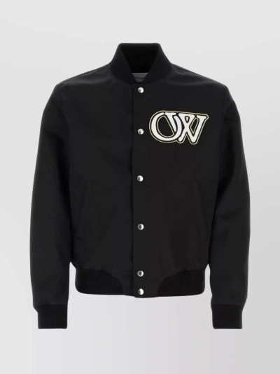 Off-white Nylon Varsity Bomber Jacket In Black