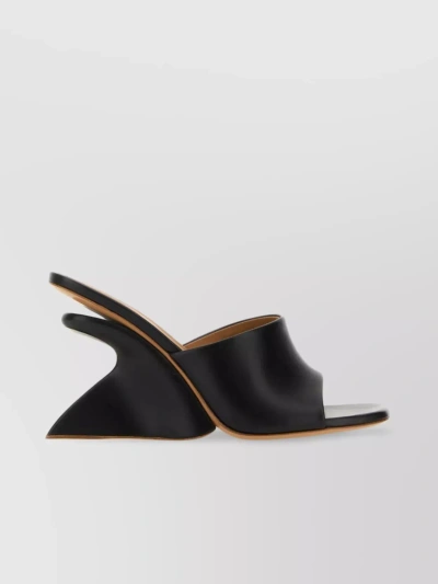 Off-white Jug Wedge-heel Leather Mules In Black