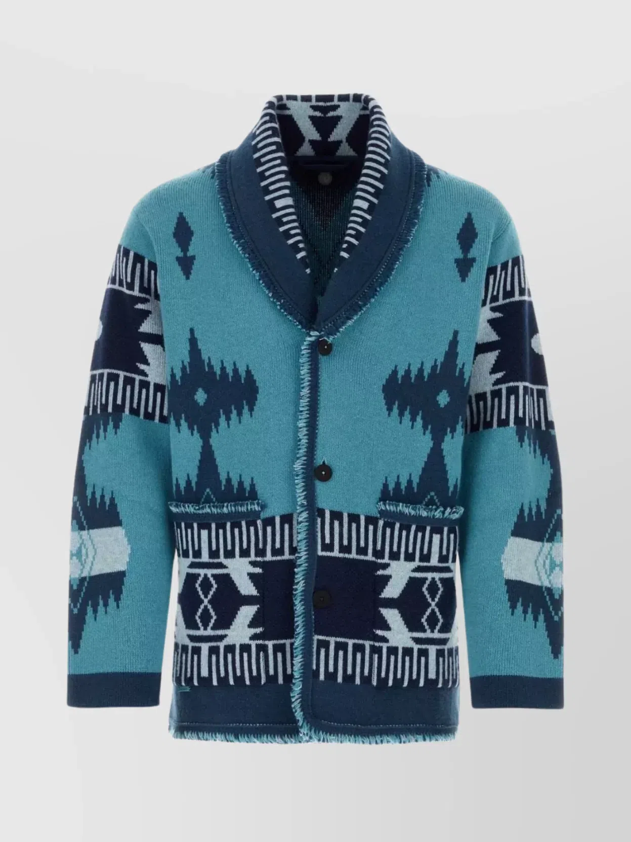 Alanui Perfect Waves jacquard cardigan - Blue